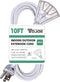 YOJOE White 10/3 10 ft Outdoor Extension Cord with 3 Prong Multiple Outlets, Waterproof for Decorations
