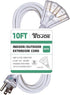 YOJOE White 10/3 10 ft Outdoor Extension Cord with 3 Prong Multiple Outlets, Waterproof for Decorations