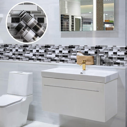 Livebor Peel and Stick Backsplash Wallpaper, 11.8inch x 196.8inch Tile Contact Paper for Kitchen Countertops