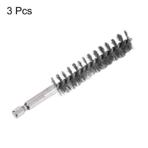 3pcs Stainless Steel Bore Brush, 17mm Dia Cleaning Wire Brush with Handle for Tubes