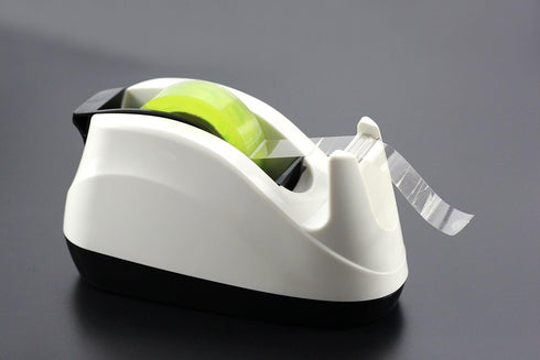 Heavy Base Nonskid Desk Tape Dispenser, One-Hand Dispensing, White (2 Pack)