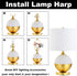 Lamp Shade Holder, 2 Set 7 Inch Heavy Duty Lamp Harp Holder with 3/8 Standard Saddle + Lamp Finial Caps for Table and