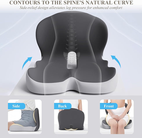 ZHZKGMLBVB Memory Foam Seat Cushion L Shaped Ergonomic Design Orthopedic Cushion for Office Chair and Car Non Slip