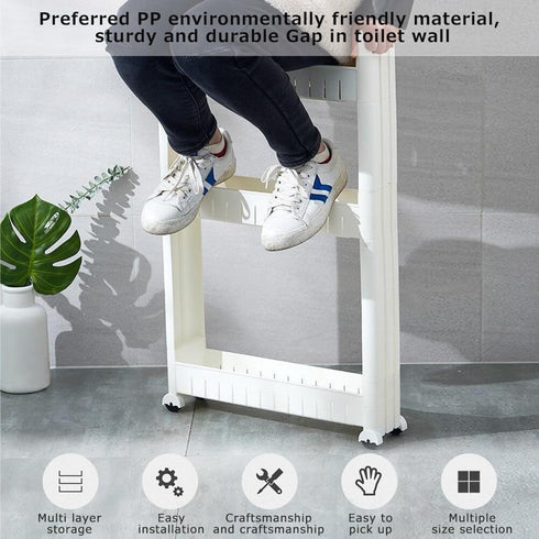 UEncounter 3.54 Slim Storage Cart Durable Bathroom Organizer Slide Out Storage Cart Rolling Utility Cart Slide Out