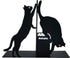 Cat Book Ends for Shelves, Metal Decorative Book Ends with Pen Holder, Fun Unique Bookends, Cool Black Cat Bookends