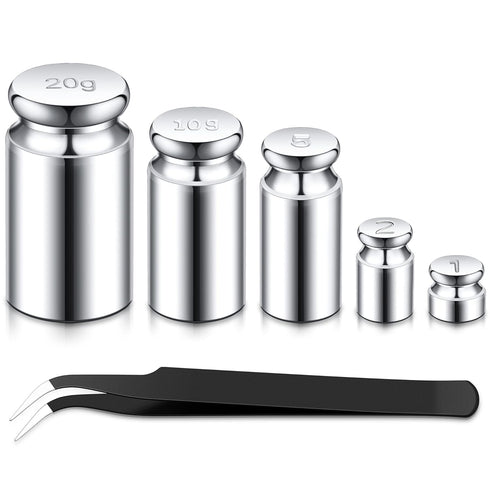 TOODOO Gram Set for Digital Scale Balance, 1g 2g 5g 10g 20g and 1 Piece Calibration Weight Tweezer