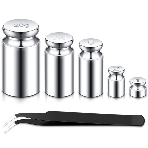 TOODOO Gram Set for Digital Scale Balance, 1g 2g 5g 10g 20g and 1 Piece Calibration Weight Tweezer