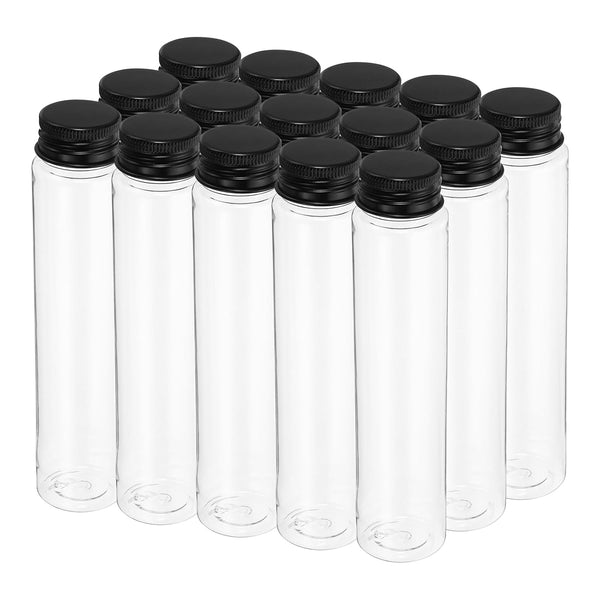 PATIKIL 110ml Plastic Test Tubes with Screw Caps, 15 Pcs Flat Bottom Tubes for Scientific Party Decoration