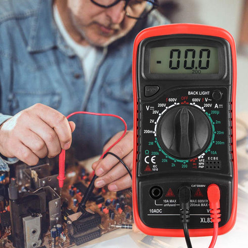 Xl830l Handheld Digital Multimeter with LCD Display and Backlight Overload (XL830L Red)