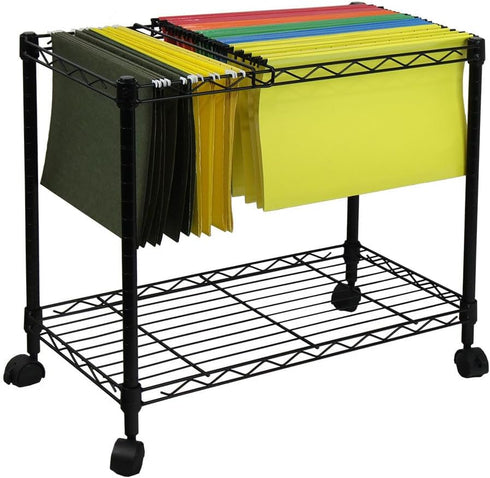Oceanstar Portable 1-Tier Rolling File Cart, Black, 24 in