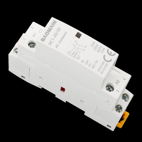 Baomain AC Contactor HC1-20/20, 110V 20A 2 Pole 2NO, Universal Circuit Control DIN Rail Mount
