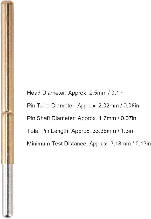 Spring Contact Probe, 100PCS Round Pogo Pins, Mini Size Stainless Steel Wire with Brass Plunger for Soldering
