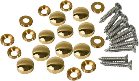 10PCS Decorative Caps for 12mm Brass Mirror Screws, Polished Shiny Gold Fasteners for Mirrors and Glass Furniture