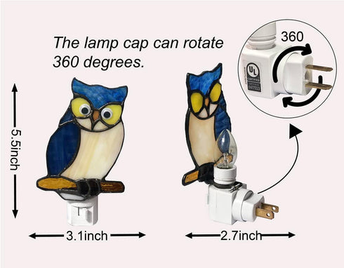 HUIMIEJU Tiffany Glass Owl Night Light for Kids