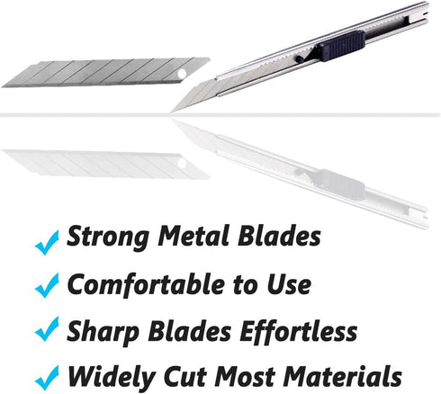 9mm Snap Off Utility Knife 3 Pack, High Hardness Retractable Box Cutters with 30 Pcs Blades