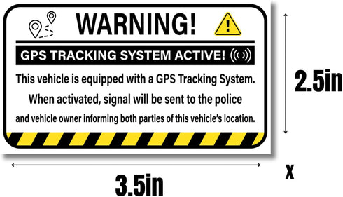8 Pack 2 3.5 GPS Tracking System Warning Stickers for Vehicles, x in Waterproof, Weatherproof, UV Resistant GPS