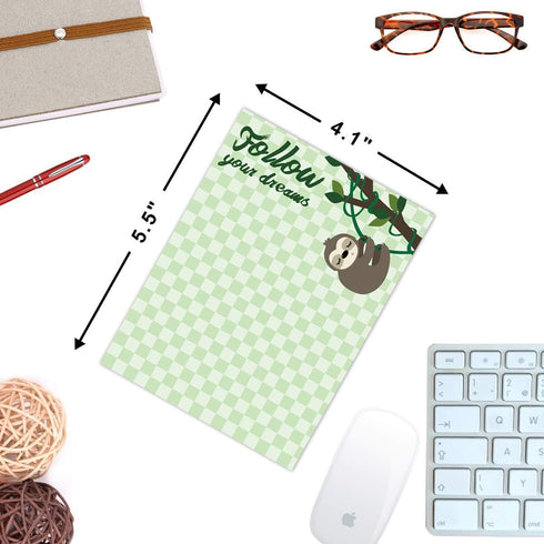 Fancy Land Sloth Memo Pads, 4 Pack Funny Animal Notepads for Office, Home, Teacher Appreciation Gift, School Supply