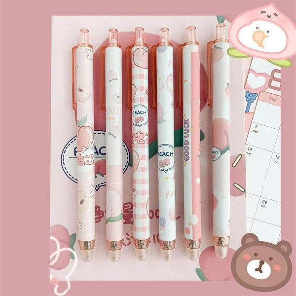 YuanHolumid 1Pc Peach Random Erasable Pen Gel Pens 0.5mm Blue Gel Pens Cartoons