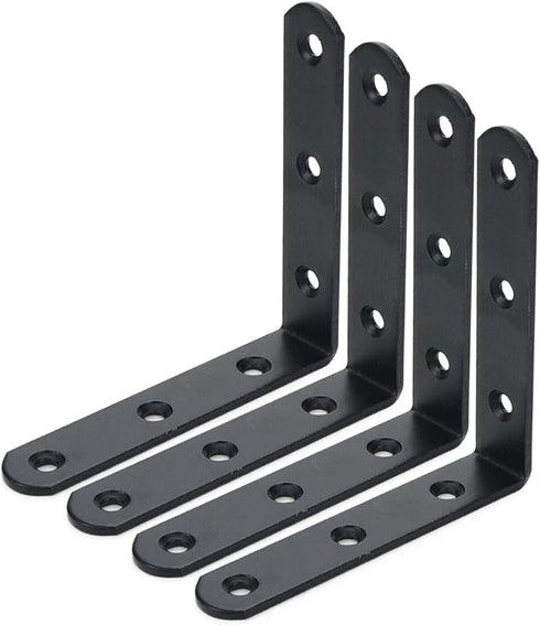 Floating Shelf Brackets L Brackets 4" x 4" Heavy Duty Black Corner