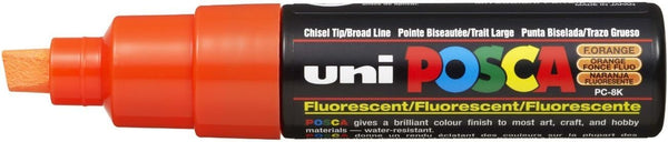 UNI POSCA PC-8K CHISEL TIP MARKER PEN- FLUORESCENT ORANGE (BOX OF 6)