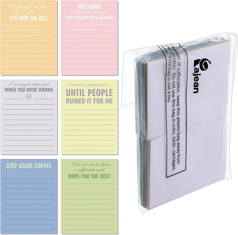 Funny Notepads with Sayings, Sticky Office Supplies, To Do List Work Assorted Notepad for Workers, 12 Designs, 3 x 3.93