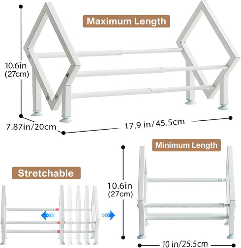 ENCIMART Tabletop Bookshelf Organizer, Adjustable Desk Shelf for Top of Desk in Living Room, Home, Office, Stainless