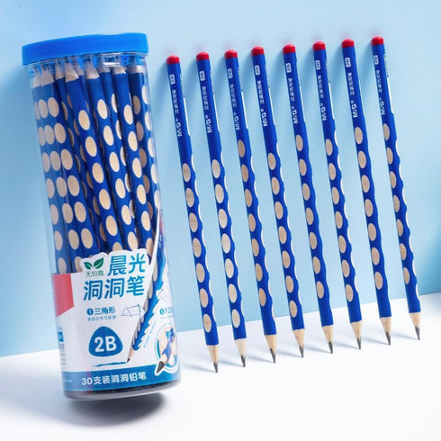 M&G 30 Pcs Triangular Pencils: 2B Pencils with Grip Correction, Suitable for Writing, Drawing, Sketching