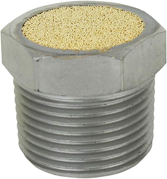 Milton Breather Vent Pneumatic Muffler: 3/4” MNPT - 40 Micron Sintered Bronze Silencer
