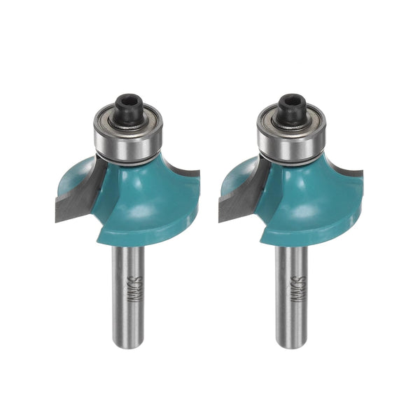 2pcs Roundover Router Bit, 1/4 Shank 5/16" Radius Carbide Tipped Edge Rounding Over Bit with Bearing Guide