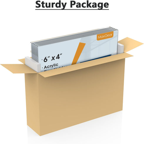 MaxGear Acrylic Sign Holder 4x6, Clear Plastic Wall Mount Sign Holder with Double Sided Tape, Document Holder for Home,