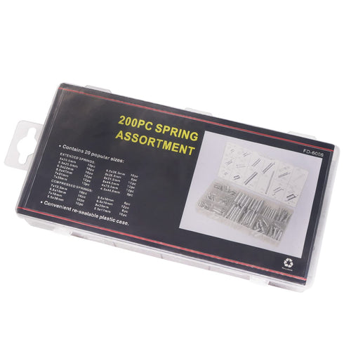 200PCS Spring Assortment Kit, Zinc Plated Extension and Compression Springs Kit with 20 Different Sizes for DIY
