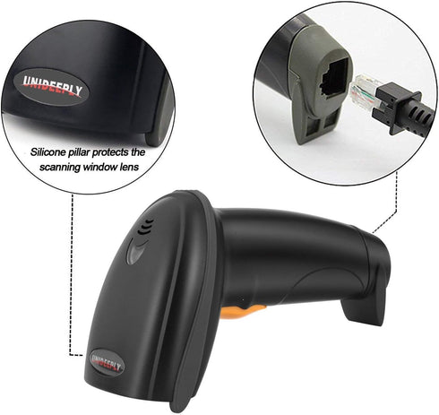 UNIDEEPLY 1D Wired Bar Code Scanners Readers for Computers PC, USB Cable Laser Barcode Handheld, Hand Scanning Label