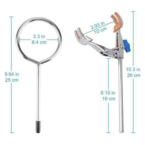 stonylab Lab Stand Set with Steel Support Stand, 4-Prong Burette Clamp, Retort Ring, and 2 Boss Heads for Laboratory.