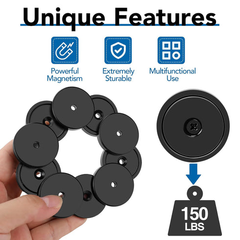 150lb+ 6 Pack) LOVIMAG Waterproof Strong Neodymium Cup Magnets with Screws for Wall Mounting, Rare Earth Round Base