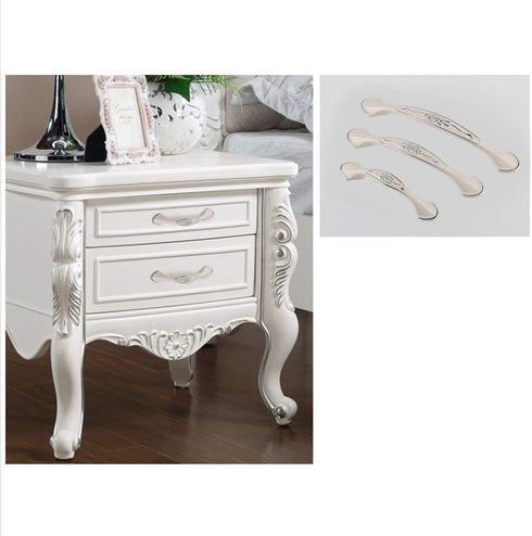 Solid Ivory Cabinet Hardware Handle Pull, Lustrous Chrome Silver Flower Dresser Pull, 2.52" (64mm) Hole Centers, 5 Pack
