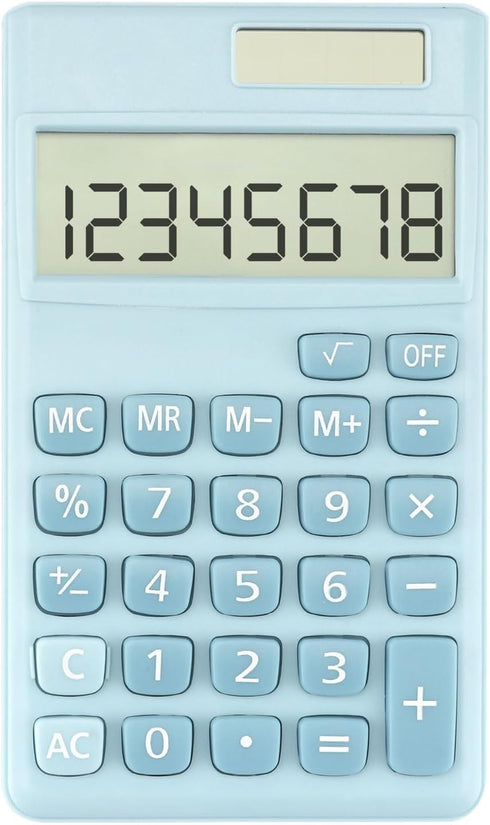 Mini Solar Calculator, Basic Pocket Calculator for School, Kids, Office Gadgets, Blue