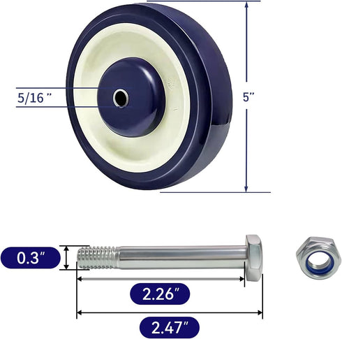 SYRATION 5" x1-1/4 5/16" 1400 Lbs (4-Pack 5/16" Shopping Cart Bore Polyurethane Wheel - Load Capacity Total