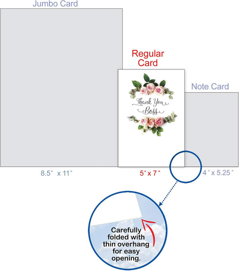 The Best Card Company Boss Thank You Greeting Card with 5 x 7 Inch Envelope (1 Card), Elegant Flowers C4175ABYG