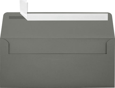 LUXPaper Business Envelopes #10 | Peel & Press | 4 1/8" x 9 1/2" | Smoke Gray | 50 Qty, 80lb. Text