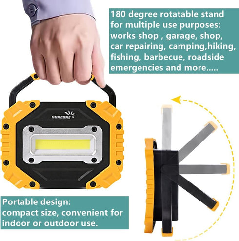 sunzone (2 Pack) Portable LED Work Light,AA Battery Powered Flood Lights,Super Bright Workshop Job Site Lighting