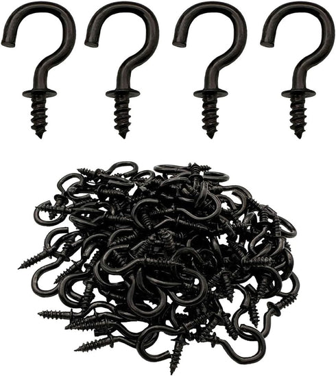 Small Black Ceiling Hooks 1/2'' Screw-in Light Hooks DIY Jewelry Hook (60 Pack)