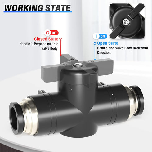 TAILONZ PNEUMATIC 4mm OD Ball Valve Air Flow Control Valve Push to Connect Fitting (Pack of 3)