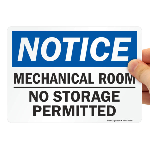 SmartSign U9-2250-ND Notice Label, Mechanical Room, No Storage Permitted, 5" x 7" Laminated Vinyl