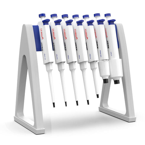 FOUR E'S SCIENTIFIC Laboratory Pipette Stand, Plastic Linear Holder for 7-8 Micropipettes (Pipettes Not Included)