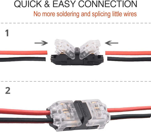 Brightfour Low Voltage Wire Connectors, 12 Pack Quick Solderless Wire Splice Connector, 2 Way Automotive, Fits 20-24 AWG