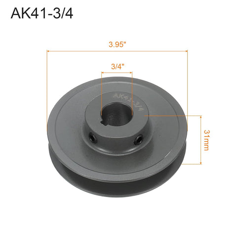 uxcell AK41-3/4 V-Belt Sheave, 3/4"Bore 3.95"OD Single Groove Web Sheave, Cast Iron for Belt Section