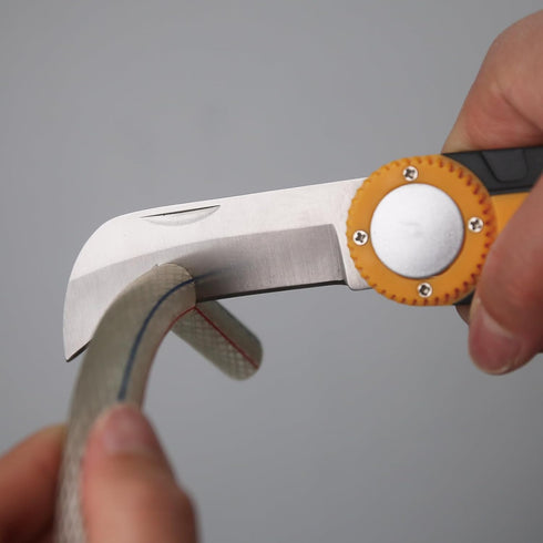 Folding Linoleum Flooring & Roofing Knife - Lock-back Electrician Knife with Hawkbill Blade for Wire Stripping