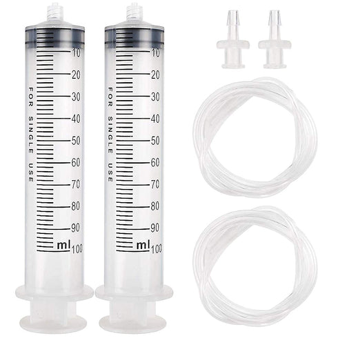 DEPEPE 2pcs 100ml Large Plastic Syringe with 2pcs 47in Handy Tubing and Luer Connections for Labs, Measuring