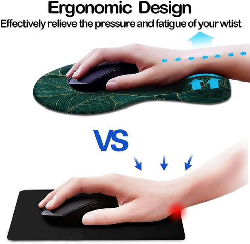 Ergonomic Mouse Pad with Wrist Support and Coaster,Mouse Pads with Non-Slip PU Base for Home Office Working Studying Easy Typing & Pain Relief Plants by DOOKE