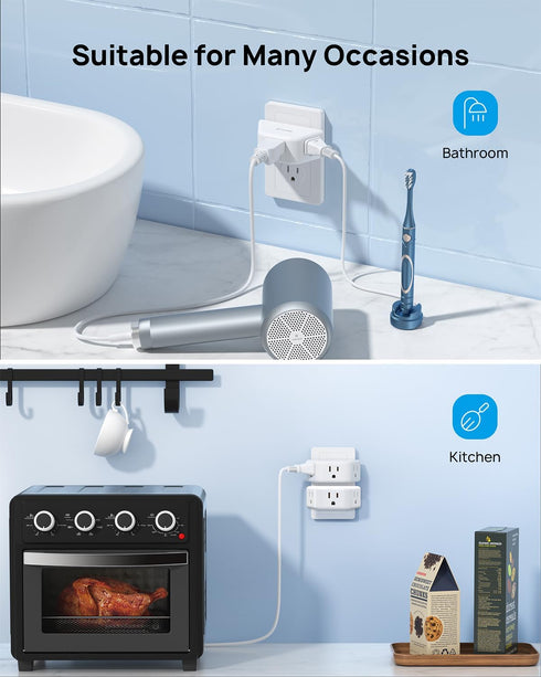TROND Multi Plug Outlet Extender 2 Pack, Electrical Wall Outlet Splitter, 3 Way Outlet Wall Adapter